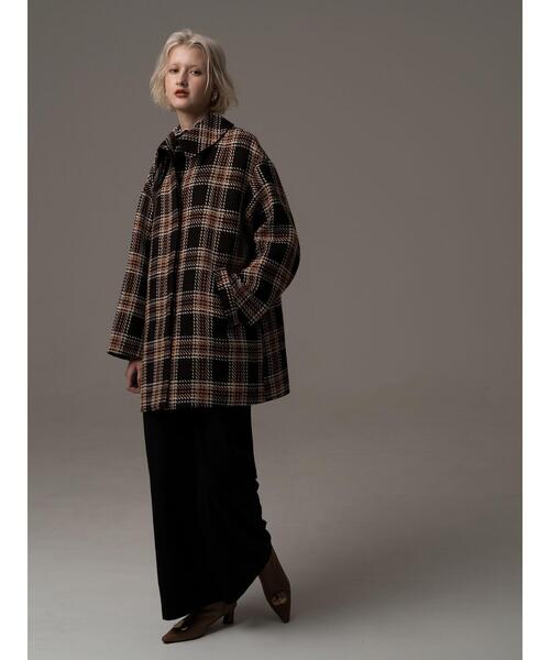 Te chichi（テチチ）の「ロービングチェックミドルコート《2025winter catalog item》（その他アウター・レディース・ネイビー/チャコールグレー・F）」の3枚目の写真