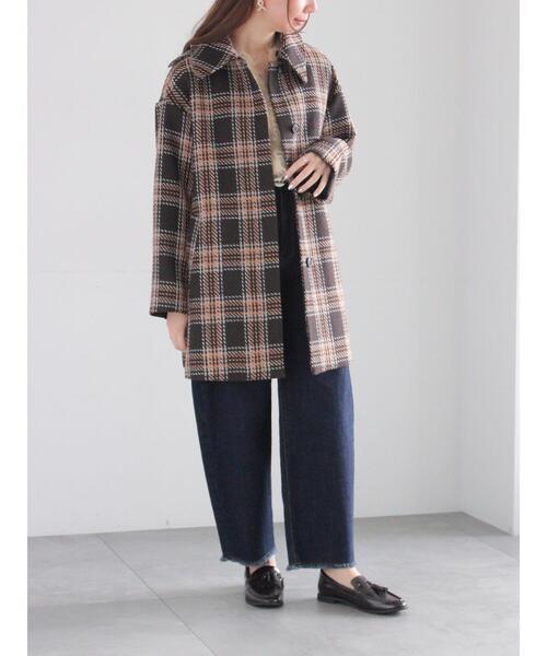 Te chichi（テチチ）の「ロービングチェックミドルコート《2025winter catalog item》（その他アウター・レディース・ネイビー/チャコールグレー・F）」の4枚目の写真