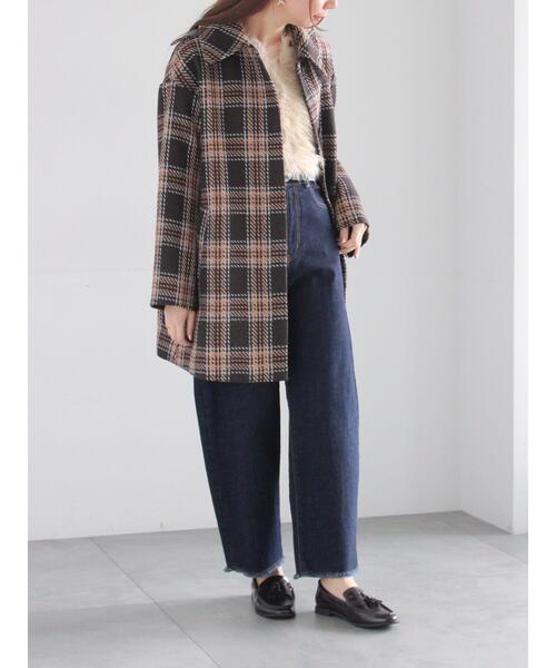 Te chichi（テチチ）の「ロービングチェックミドルコート《2025winter catalog item》（その他アウター・レディース・ネイビー/チャコールグレー・F）」の5枚目の写真