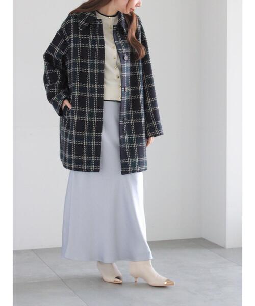 Te chichi（テチチ）の「ロービングチェックミドルコート《2025winter catalog item》（その他アウター・レディース・ネイビー/チャコールグレー・F）」の7枚目の写真