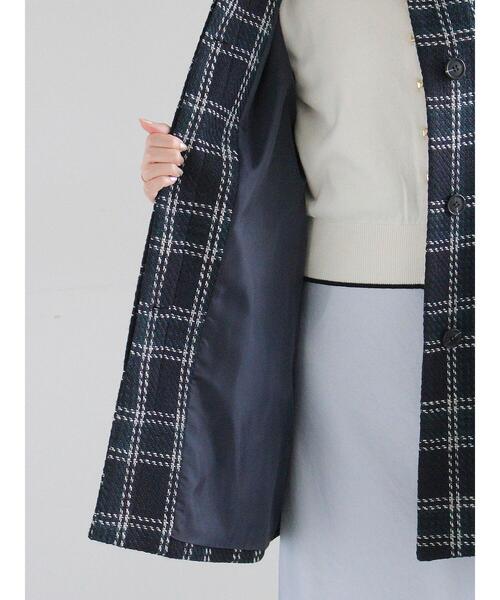 Te chichi（テチチ）の「ロービングチェックミドルコート《2025winter catalog item》（その他アウター・レディース・ネイビー/チャコールグレー・F）」の14枚目の写真