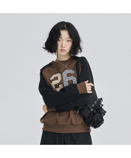 AWESOME STUDIO(オーサムスタジオ)の「26パッチ刺繍ラグランスウェットシャツブラウン(スウェット・レディース・その他・FREE)」の1枚目の写真