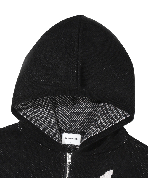 GAINSBORO(ゲインズボロ)の「ラブスタ ニットフードジップアップ_ブラック(ニット/セーター・メンズ・ブラック・SMALL/MEDIUM/LARGE)」の4枚目の写真