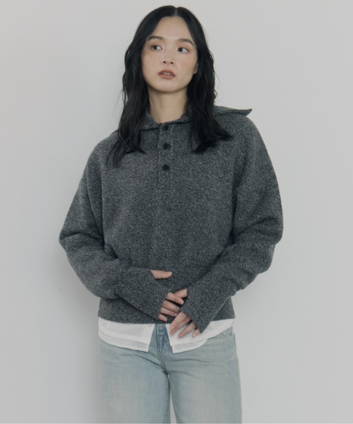 STUDIOUS（ステュディオス）の「【ROUTINE/ルーティン】《STUDIOUS別注》SAILOR COLLAR KNIT/セーラーカラーニット（ニット/セーター・レディース・ホワイト/ブラック/ベージュ・1）」の3枚目の写真