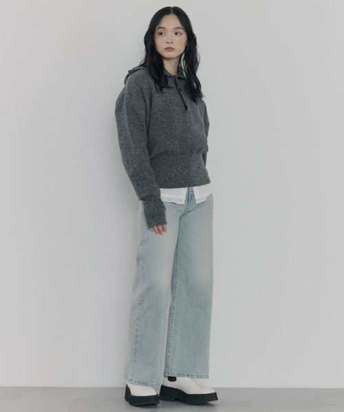 STUDIOUS（ステュディオス）の「【ROUTINE/ルーティン】《STUDIOUS別注》SAILOR COLLAR KNIT/セーラーカラーニット（ニット/セーター・レディース・ホワイト/ブラック/ベージュ・1）」の22枚目の写真