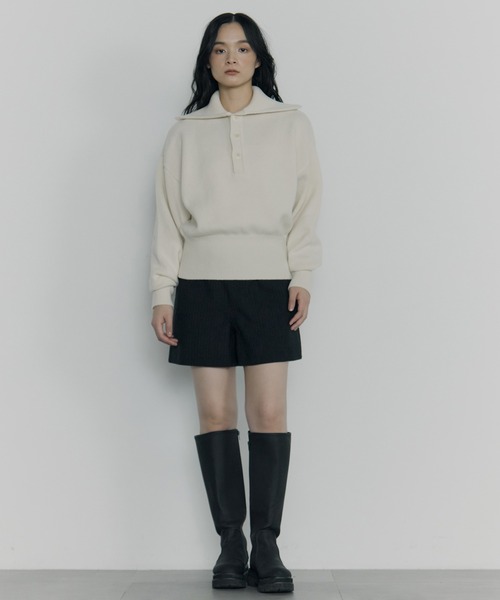 STUDIOUS（ステュディオス）の「【ROUTINE/ルーティン】《STUDIOUS別注》SAILOR COLLAR KNIT/セーラーカラーニット（ニット/セーター・レディース・ホワイト/ブラック/ベージュ・1）」の4枚目の写真