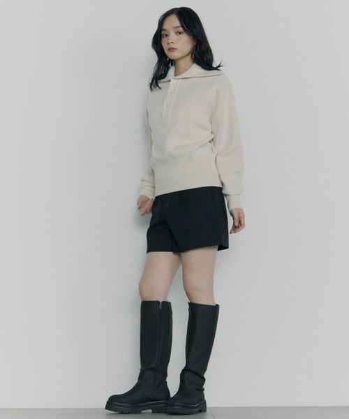 STUDIOUS（ステュディオス）の「【ROUTINE/ルーティン】《STUDIOUS別注》SAILOR COLLAR KNIT/セーラーカラーニット（ニット/セーター・レディース・ホワイト/ブラック/ベージュ・1）」の5枚目の写真