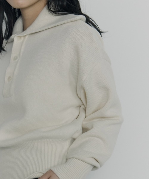 STUDIOUS（ステュディオス）の「【ROUTINE/ルーティン】《STUDIOUS別注》SAILOR COLLAR KNIT/セーラーカラーニット（ニット/セーター・レディース・ホワイト/ブラック/ベージュ・1）」の10枚目の写真