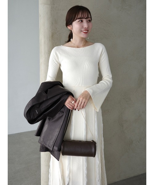 モヘアプリーツニットワンピース（ワンピース）｜anuans（アニュアンス