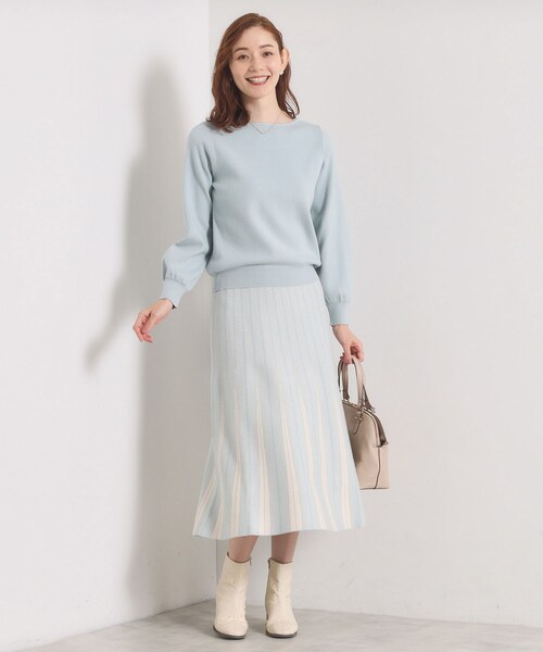 ITS'DEMO（イッツデモ）の「【手洗い可】フレアスカートニットセットアップ（セットアップ・レディース・ブラック系3/ブルー系8/アイボリー系3/ピンク系・00）」の3枚目の写真