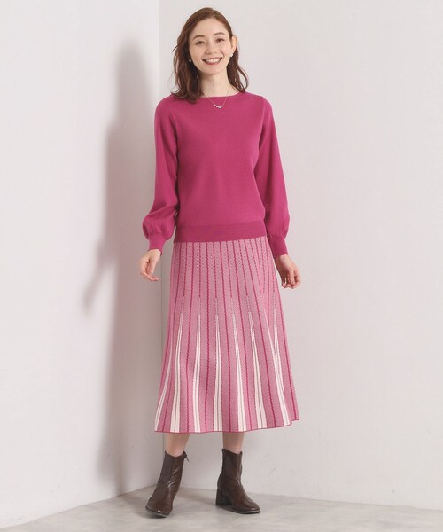 ITS'DEMO（イッツデモ）の「【手洗い可】フレアスカートニットセットアップ（セットアップ・レディース・ブラック系3/ブルー系8/アイボリー系3/ピンク系・00）」の4枚目の写真