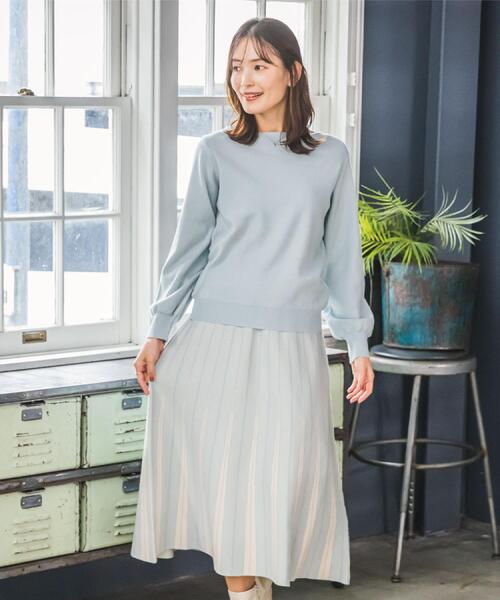 ITS'DEMO（イッツデモ）の「【手洗い可】フレアスカートニットセットアップ（セットアップ・レディース・ブラック系3/ブルー系8/アイボリー系3/ピンク系・00）」の5枚目の写真