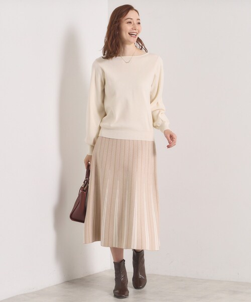 ITS'DEMO（イッツデモ）の「【手洗い可】フレアスカートニットセットアップ（セットアップ・レディース・ブラック系3/ブルー系8/アイボリー系3/ピンク系・00）」の9枚目の写真