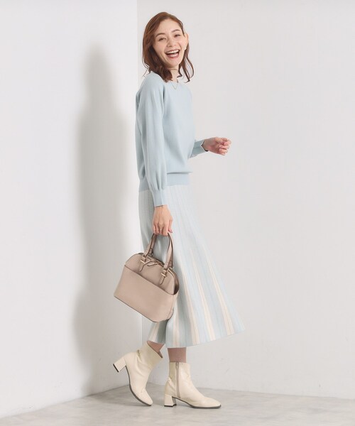 ITS'DEMO（イッツデモ）の「【手洗い可】フレアスカートニットセットアップ（セットアップ・レディース・ブラック系3/ブルー系8/アイボリー系3/ピンク系・00）」の22枚目の写真