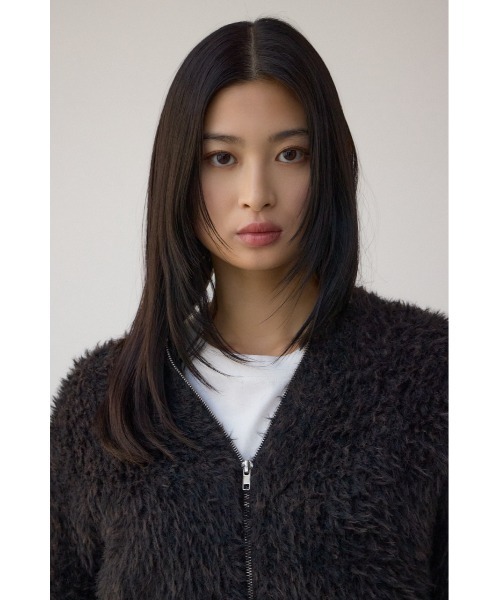 AZUL by moussy(アズールバイマウジー)の「Wジップシャギーニットカーディガン(カーディガン/ボレロ・レディース・ブルー系その他/グレイッシュベージュ/ブラック系その他・FREE)」の5枚目の写真