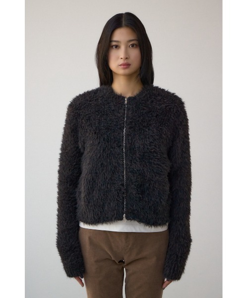 AZUL by moussy(アズールバイマウジー)の「Wジップシャギーニットカーディガン(カーディガン/ボレロ・レディース・ブルー系その他/グレイッシュベージュ/ブラック系その他・FREE)」の8枚目の写真