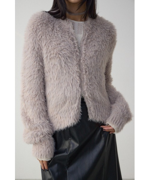 AZUL by moussy(アズールバイマウジー)の「Wジップシャギーニットカーディガン(カーディガン/ボレロ・レディース・ブルー系その他/グレイッシュベージュ/ブラック系その他・FREE)」の15枚目の写真