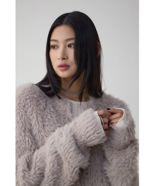 AZUL by moussy(アズールバイマウジー)の「Wジップシャギーニットカーディガン(カーディガン/ボレロ・レディース・ブルー系その他/グレイッシュベージュ/ブラック系その他・FREE)」の16枚目の写真
