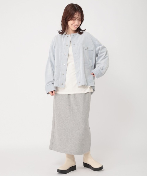 studio CLIP(スタディオクリップ)の「先染めコーデュロイジャケット(ノーカラージャケット・レディース・グレー/サックスブルー/ライトグレー・FREE)」の15枚目の写真