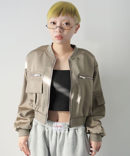 Ulysses（ユリシス）の「ツイルショートジップブルゾン（MA-1・レディース・モカ/ブラック・F）」の18枚目の写真