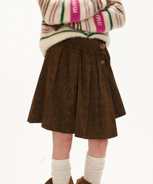 セール】コーデュロイ ウエストフリルアクセントアシンメトリー