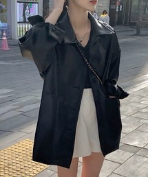 フェイクレザーオーバーサイズシャツジャケット