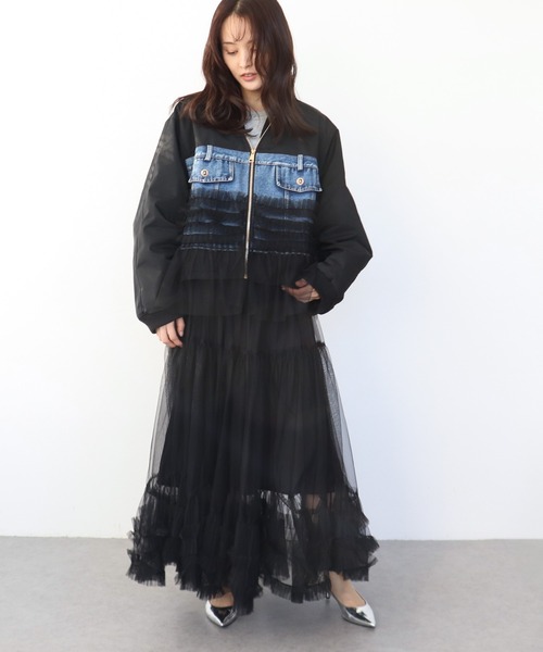 Three Four Time（ｽﾘｰﾌｫｰﾀｲﾑ）の「裾ランダムフリルチュールスカート（スカート・レディース・オフホワイト/ブラック・FREE）」の15枚目の写真