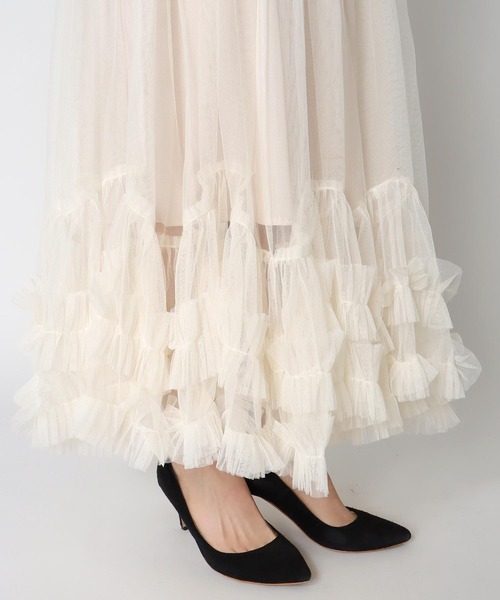 Three Four Time（ｽﾘｰﾌｫｰﾀｲﾑ）の「裾ランダムフリルチュールスカート（スカート・レディース・オフホワイト/ブラック・FREE）」の20枚目の写真