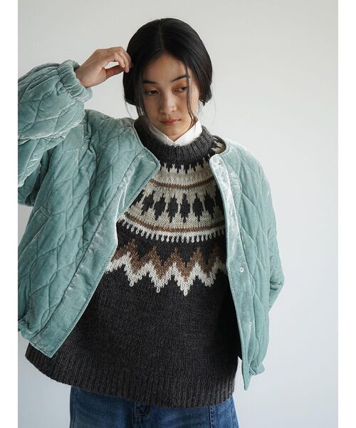 FIKA.(フィーカ)の「Velvet quilting short blouson(その他アウター・レディース・チャコール/オレンジ系3/ミント・MEDIUM)」の22枚目の写真