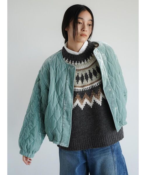 新品未使用★異素材 キルティングジャケット 定価23,000円 ヤマダヤ セール】YAMADAYA STORE｜ヤマダヤ ストアのその他アウター（グリーン