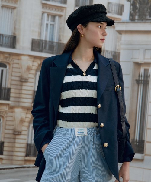 GOLD BUTTON SINGLE JACKET NAVY