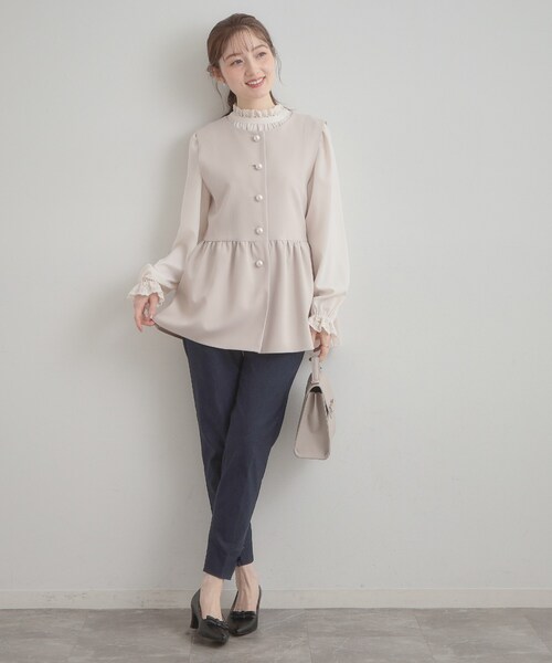 couture brooch（クチュールブローチ）の「リボンハイパーストレッチパンツ（その他パンツ・レディース・ブラック/ネイビー/ブラック系1・40/38/42/36）」の14枚目の写真