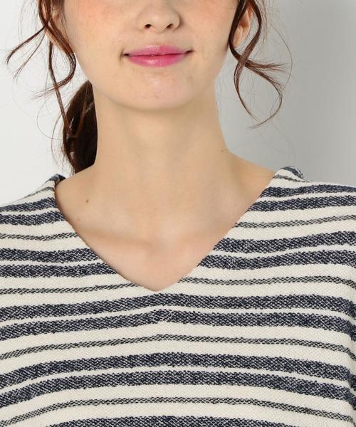 Another Edition（アナザーエディション）の「ボーダーフリンジトップス/AEBC C/BORDフリンジ◆（Tシャツ/カットソー・レディース・オフホワイト/ライトグレー・FREE）」の6枚目の写真