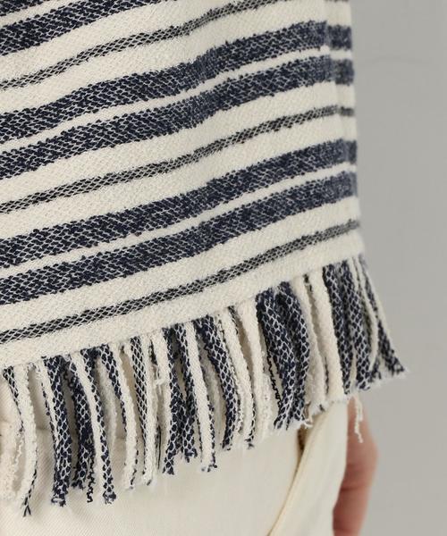 Another Edition（アナザーエディション）の「ボーダーフリンジトップス/AEBC C/BORDフリンジ◆（Tシャツ/カットソー・レディース・オフホワイト/ライトグレー・FREE）」の10枚目の写真