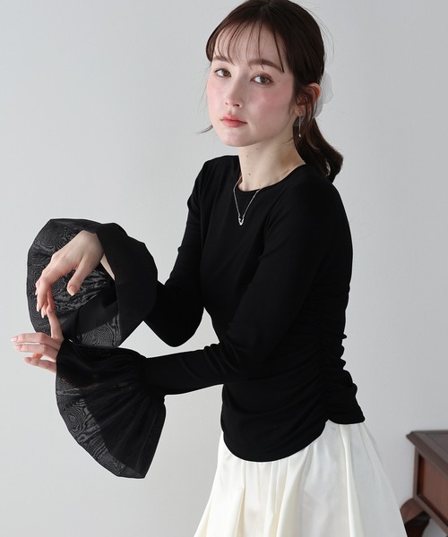 BLUEEAST(ブルーイースト)の「フレアスリーブドッキングカットソー(Tシャツ/カットソー・レディース・ホワイト/ブラック・MEDIUM)」の17枚目の写真