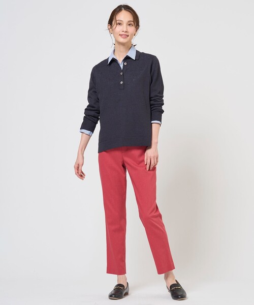 J.PRESS(ジェイプレス)の「リネンコットンコード ポロ ニット(ニット/セーター・レディース・ベージュ系/スカイブルー系/ネイビー系・F)」の9枚目の写真