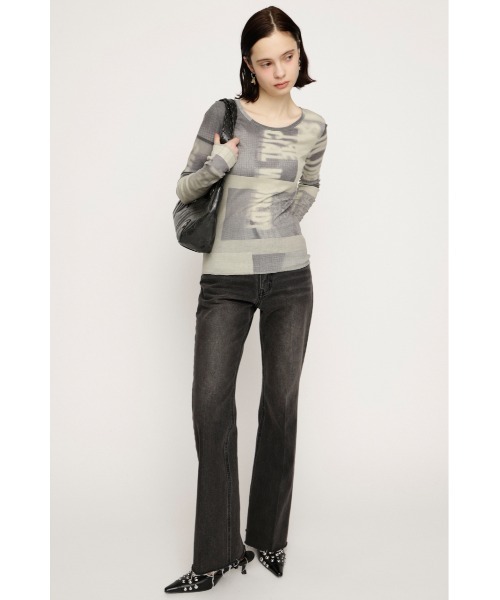 SLY（スライ）の「【2026SS新作】J/W SEMI FLARE DENIM PT ジャストウエストセミフレアデニムパンツ 春服【一部店舗限定アイテム】（デニムパンツ・レディース・ブラック/ブルー・2/1/0）」の3枚目の写真