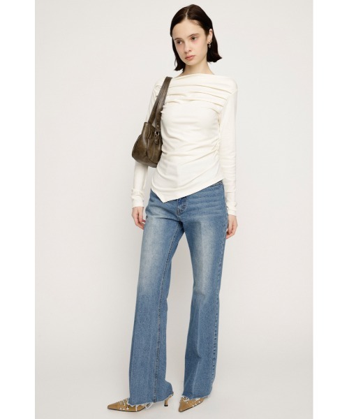 SLY（スライ）の「【2026SS新作】J/W SEMI FLARE DENIM PT ジャストウエストセミフレアデニムパンツ 春服【一部店舗限定アイテム】（デニムパンツ・レディース・ブラック/ブルー・2/1/0）」の11枚目の写真