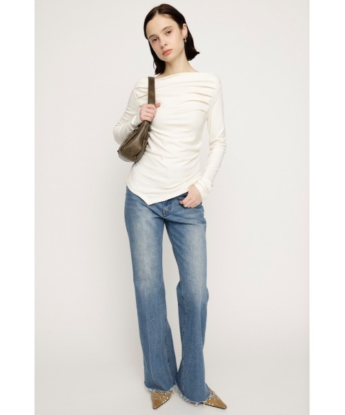 SLY（スライ）の「【2026SS新作】J/W SEMI FLARE DENIM PT ジャストウエストセミフレアデニムパンツ 春服【一部店舗限定アイテム】（デニムパンツ・レディース・ブラック/ブルー・2/1/0）」の12枚目の写真