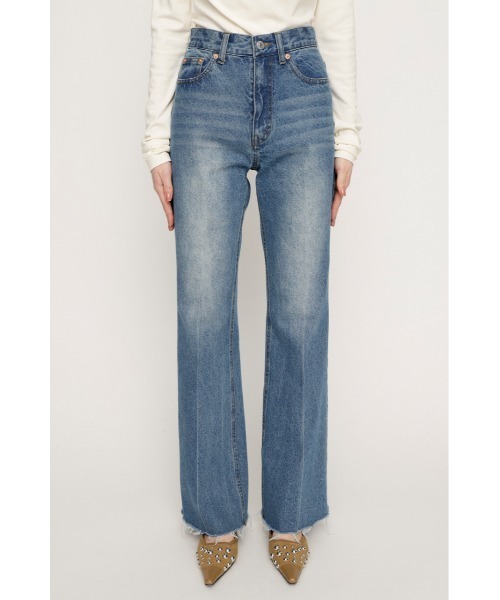 SLY（スライ）の「【2026SS新作】J/W SEMI FLARE DENIM PT ジャストウエストセミフレアデニムパンツ 春服【一部店舗限定アイテム】（デニムパンツ・レディース・ブラック/ブルー・2/1/0）」の15枚目の写真