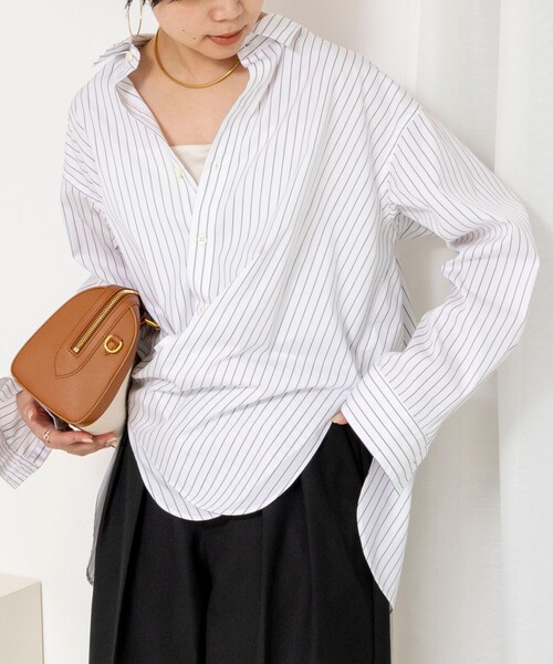 Rie Miller（リエミラー）の「ウォッシャブルレギュラーカラー2WAYシャツ（シャツ/ブラウス・レディース・ホワイト系その他4/ブラック系その他3/ブルー系その他3・38）」の2枚目の写真