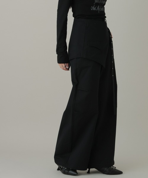 3.3 Field Trip （3.3フィールドトリップ）の「3.3 Field Trip／レイヤードワイドパンツ（その他パンツ・レディース・ブラック/グレー・MEDIUM/SMALL）」の8枚目の写真