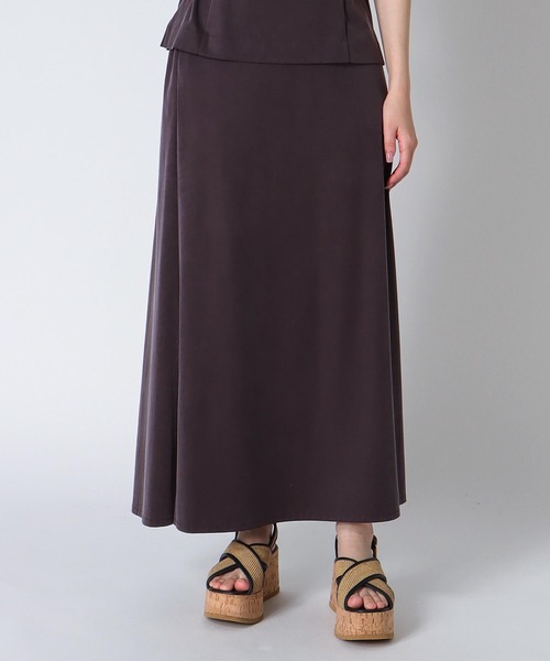 DRESSLAVE（ドレスレイブ）の「B7 / cupra fibril jersey slit skirt(キュプラフィブリルジャージースリットスカート)（スカート・レディース・ブラウン/グレー・38）」の2枚目の写真