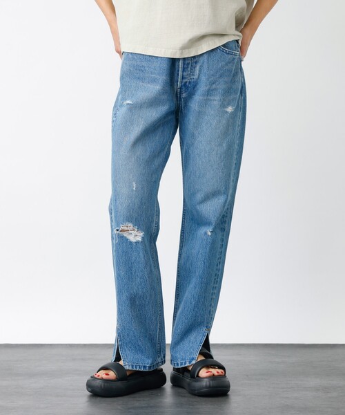 Rouge vif la cle（ルージュヴィフラクレ）の「【157×WOADBLUE】Slit Straight / スリット ストレート デニムパンツ /  ブリーチ / ダメージ【WEB限定】（その他パンツ・レディース・インディゴブルー・25/24/23/26）」の7枚目の写真