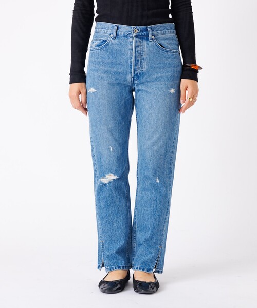 Rouge vif la cle（ルージュヴィフラクレ）の「【157×WOADBLUE】Slit Straight / スリット ストレート デニムパンツ /  ブリーチ / ダメージ【WEB限定】（その他パンツ・レディース・インディゴブルー・25/24/23/26）」の9枚目の写真