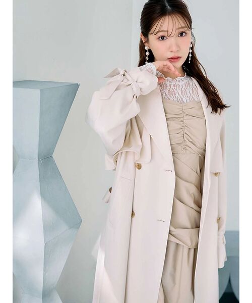 MERCURYDUO(マーキュリーデュオ)の「ギャザードレープドッキングワンピース(ワンピース・レディース・ベージュ/チャコールグレー・MEDIUM/SMALL)」の7枚目の写真