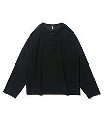 OTHERFITS（アザーフィッツ）の「ヴィンテージヘンリーネック長袖Tシャツ（ブラック）（Tシャツ/カットソー）」