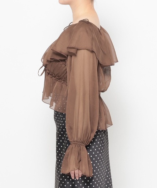 mysty woman（ミスティウーマン）の「ラッフルフリルブラウスキャミSET　659270（シャツ/ブラウス・レディース・オフホワイト/ブラック系その他/グレー/ブラウン・FREE）」の14枚目の写真