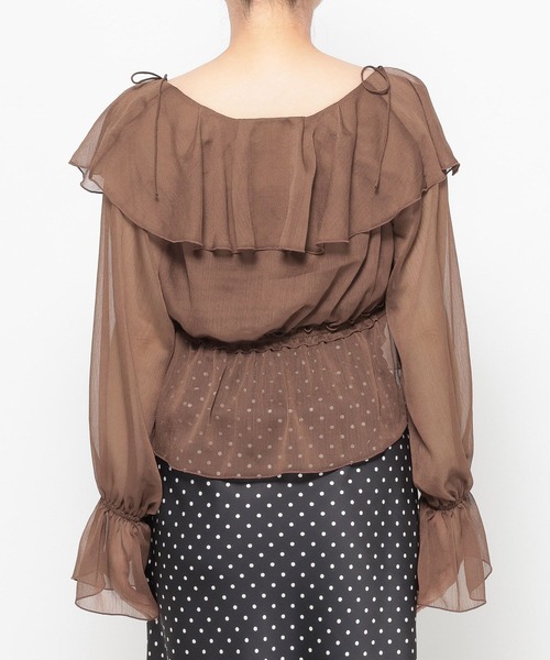 mysty woman（ミスティウーマン）の「ラッフルフリルブラウスキャミSET　659270（シャツ/ブラウス・レディース・オフホワイト/ブラック系その他/グレー/ブラウン・FREE）」の15枚目の写真