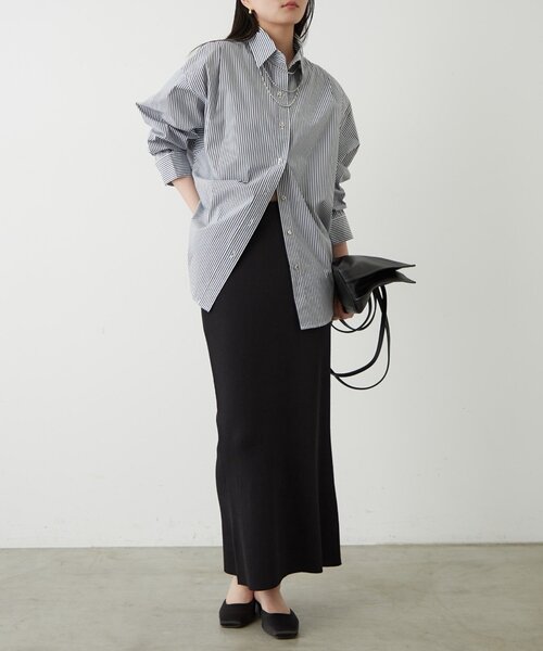 LOUNGEDRESS（ラウンジドレス）の「ストライプBigシャツ（シャツ/ブラウス・レディース・ネイビー/ベージュ・FREE）」の12枚目の写真